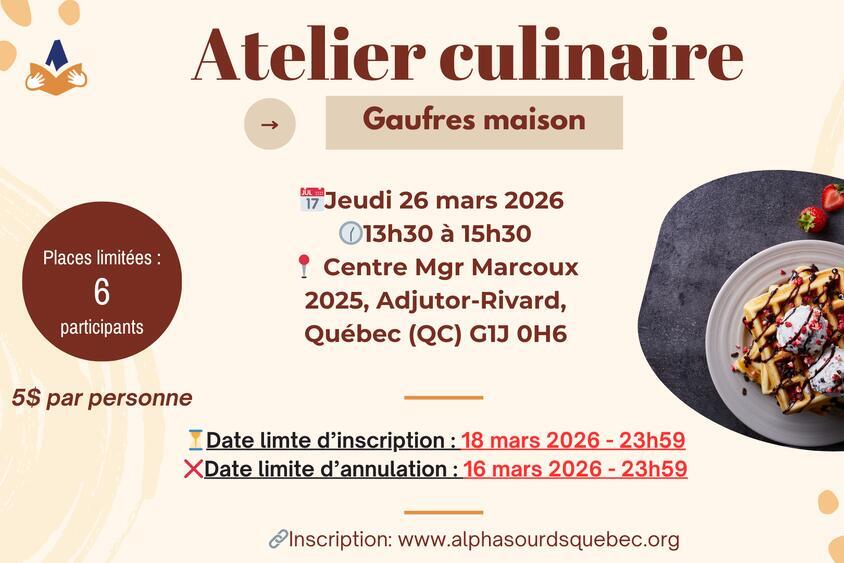 Atelier culinaire : Gaufres maison 