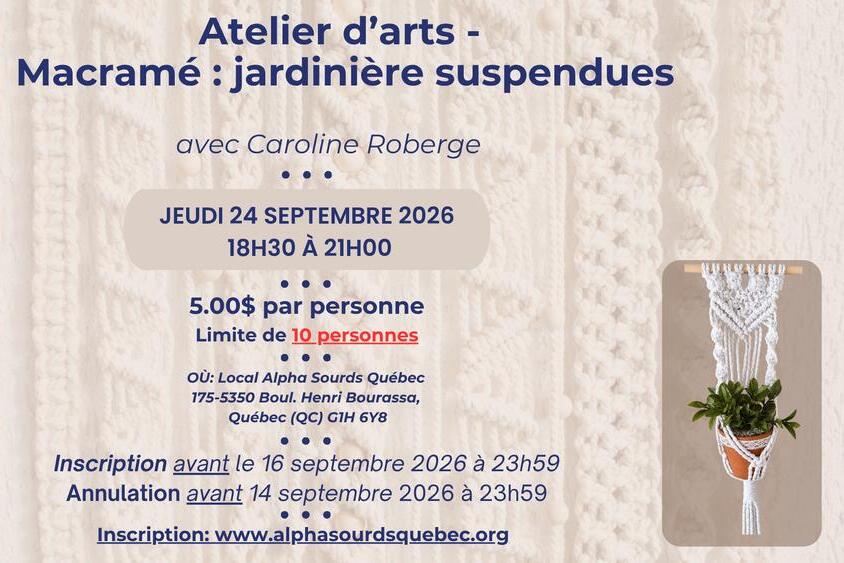 Atelier d’arts : Macramé - Jardinière suspendue