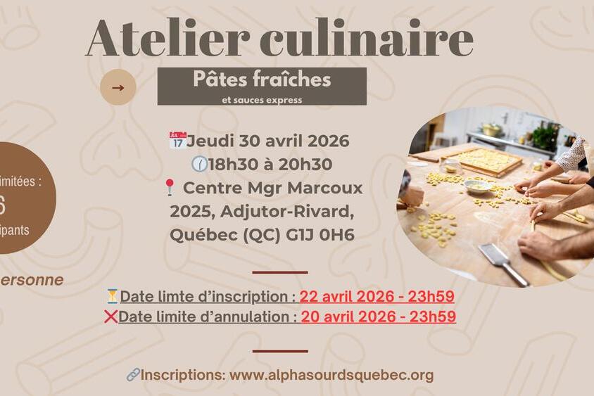 Atelier culinaire – Pâtes fraîches & sauces express