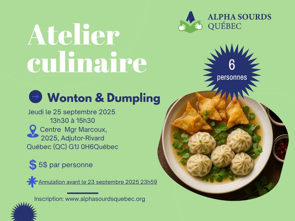 Atelier culinaire Won-ton et dumplings