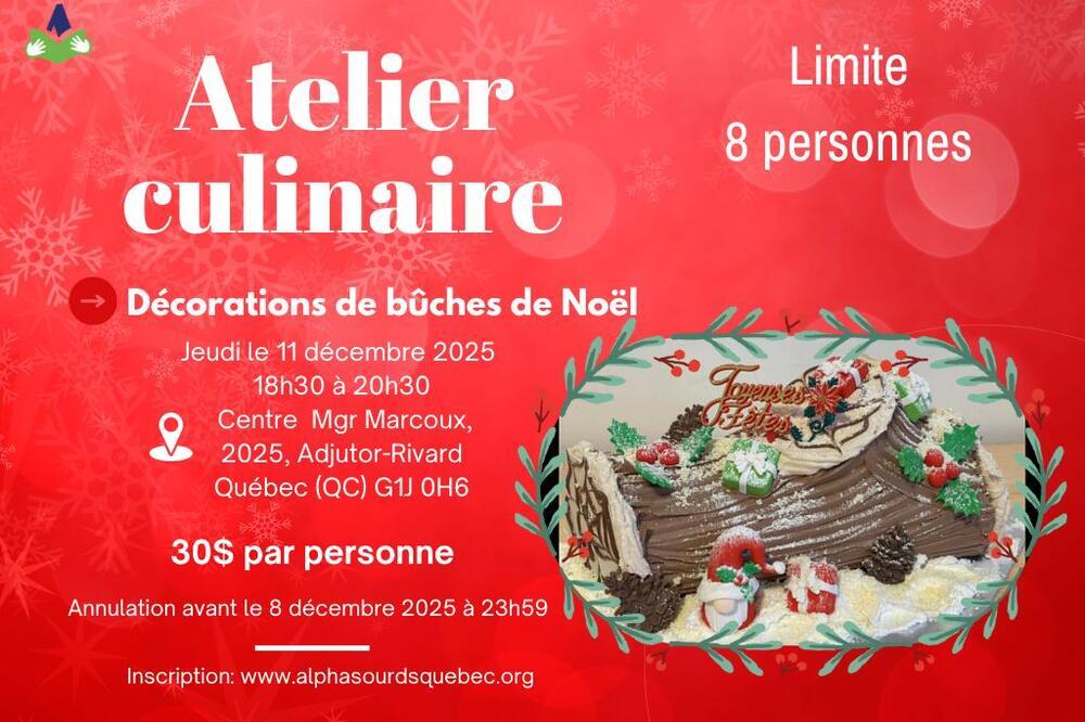 Atelier culinaire : Décorations de bûches de Noël