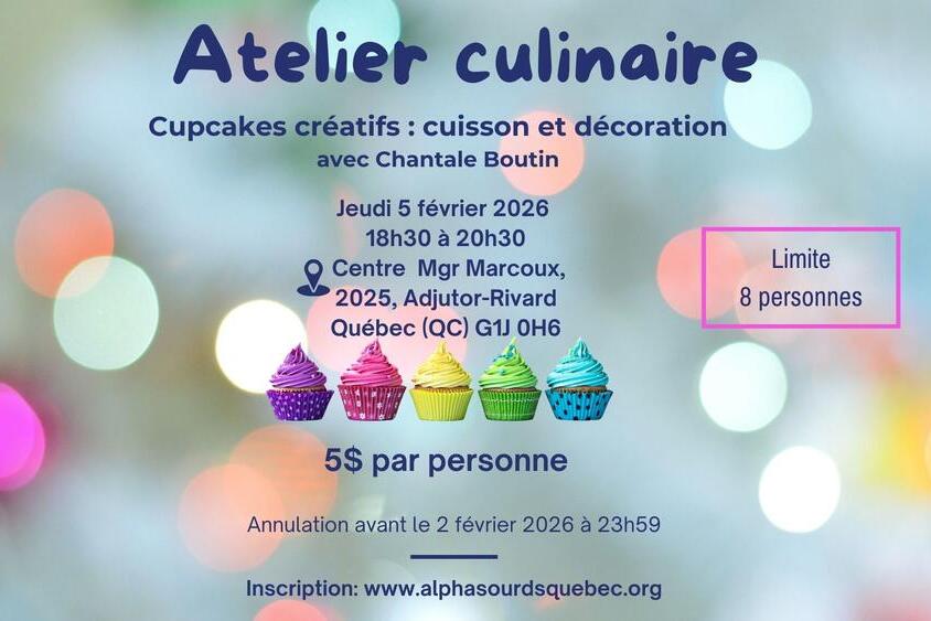 Atelier culinaire :  Cupcakes créatifs : cuisson et décoration avec Chantale Boutin